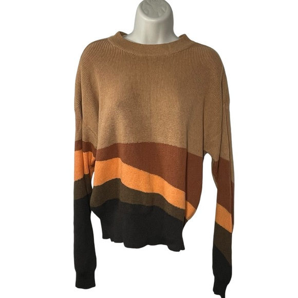 Prana Desert Road knit crew neck sweater Sz S fall pullover orange brown - Picture 6 of 9